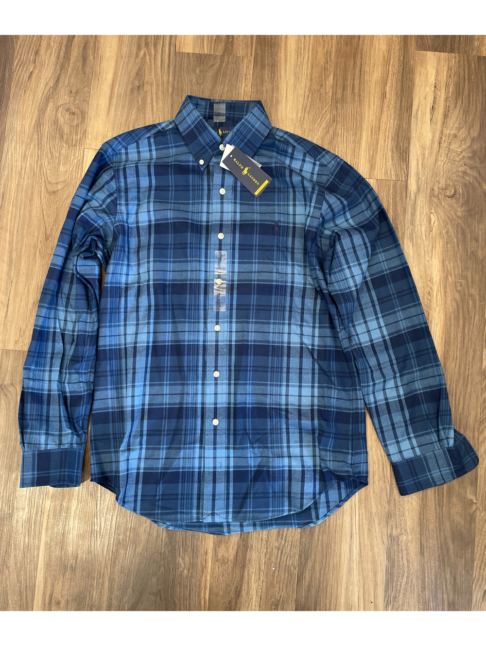 Polo Ralph Lauren Blue Checks Performance Classic Fit Flannel Shirt Mens Small